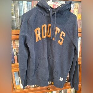 Roots Navy Hoodie with Tan Lettering